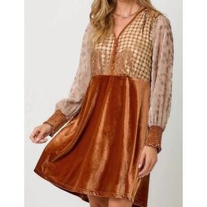 Mystree Velvet Burnout Block Color Dress Womens L Boutique Romantic Whimsigoth